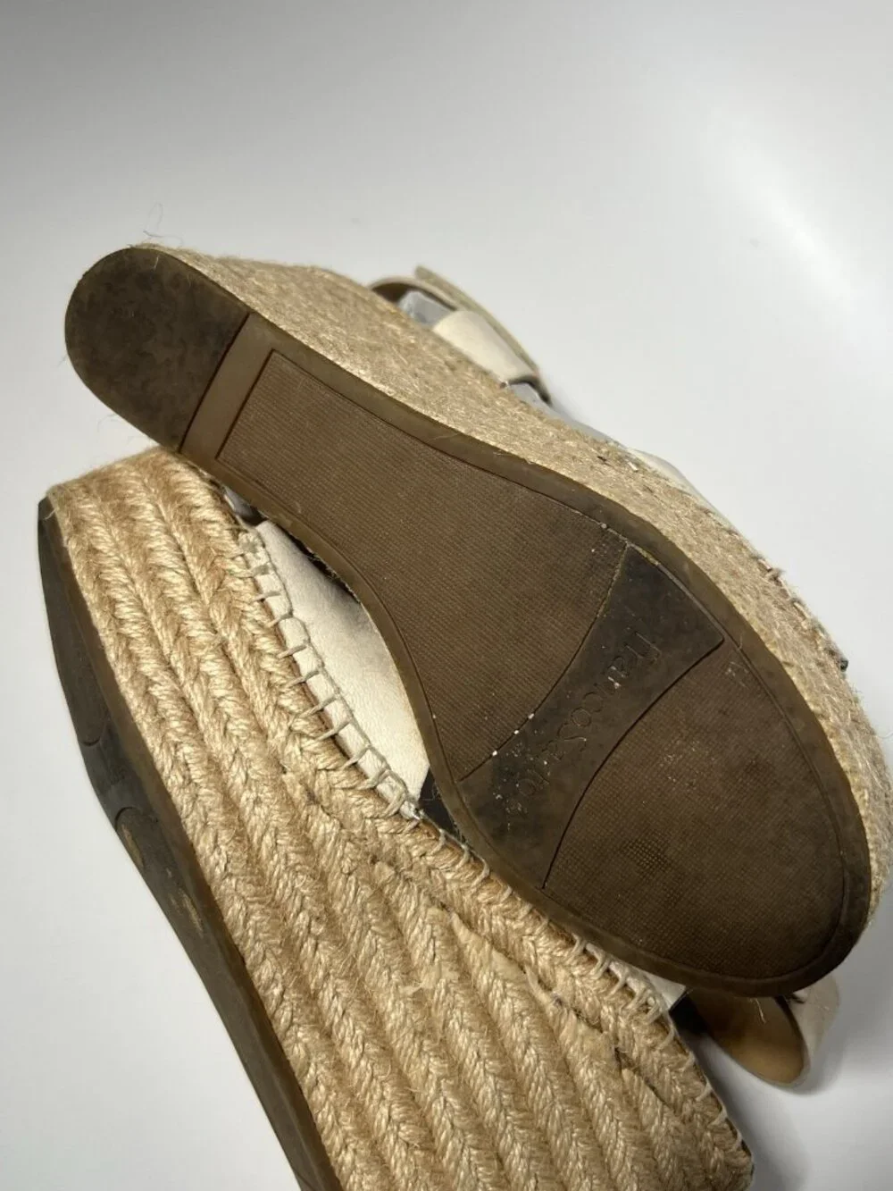 Franco Sarto Espadrille Wedge Sandals Women’s 7M Ivory Ankle Strap
